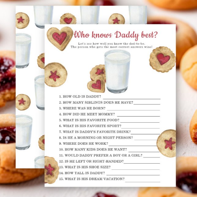 Milk baby shower - Who knows daddy best game  (Creator heeft geüpload)