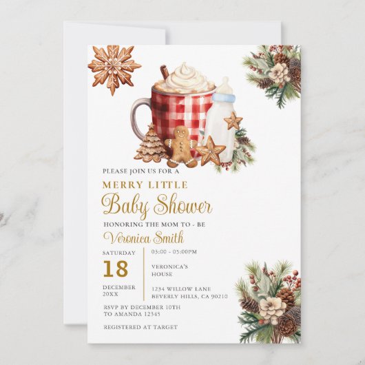 Milk bottle A Merry Little Baby Shower Gingerbread Kaart (Voorkant)