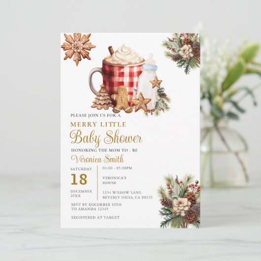 Milk bottle A Merry Little Baby Shower Gingerbread Kaart (Staand voorkant)