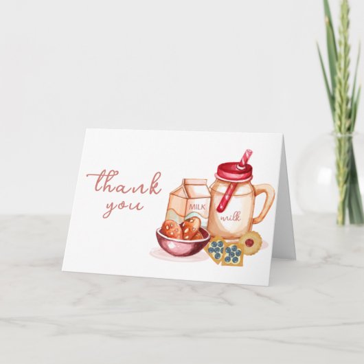 Milk & Cookie Genderneutraal Baby shower Bedankkaart (Voorkant)