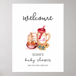 Milk & Cookie Genderneutraal Baby shower Welkom Poster