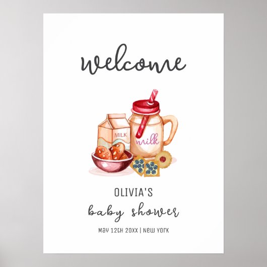 Milk & Cookie Genderneutraal Baby shower Welkom Poster (Voorkant)