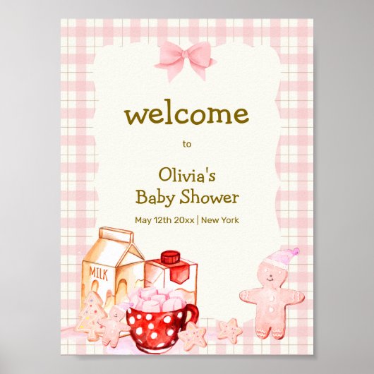 Milk & Cookie Gingham Winter Baby shower Welkom Poster (Voorkant)