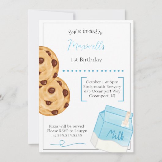 Milk & Cookie Uitnodiging voor verjaardag (Voorkant)
