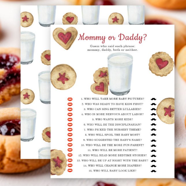 Milk & cookies baby shower Mommy or daddy game (Creator heeft geüpload)