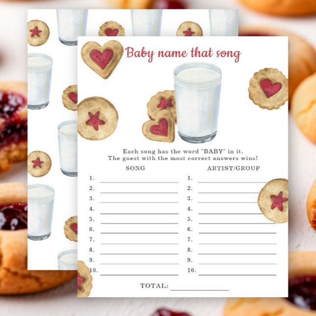 Milk & Cookies Baby shower Name that song game (Creator heeft geüpload)