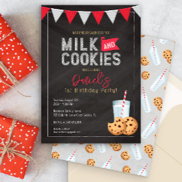 Milk & Cookies Blackboard verjaardagsuitnodiging Kaart