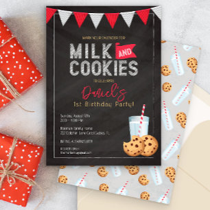Milk & Cookies Blackboard verjaardagsuitnodiging Kaart