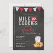 Milk & Cookies  Blackboard verjaardagsuitnodiging Kaart (Voorkant)