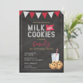 Milk & Cookies  Blackboard verjaardagsuitnodiging Kaart (Staand voorkant)