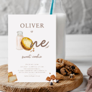 Milk & Cookies Eerste Verjaardagsfeestuitnodiging Kaart