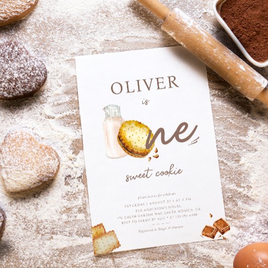 Milk & Cookies Eerste Verjaardagsfeestuitnodiging Kaart