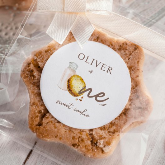 Milk & Cookies Eerste Verjaardagsfeestuitnodiging Ronde Sticker