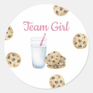 Milk & Cookies Genderonthulling - Team Girl Ronde Sticker