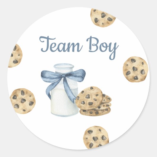 Milk & Cookies Geslacht onthullen - Team Boy Ronde Sticker (Voorkant)