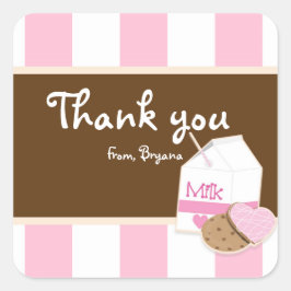 Milk & Cookies Roze Bruin Verjaardagsfeest Sticker