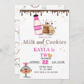 Milk & Cookies Uitnodiging voor verjaardagsfeestje (Voorkant / Achterkant)