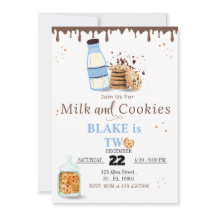 Milk & Cookies Verjaardagsfeestuitnodiging voor jo