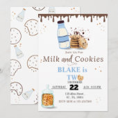Milk & Cookies Verjaardagsfeestuitnodiging voor jo Kaart (Voorkant / Achterkant)