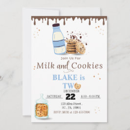 Milk & Cookies Verjaardagsfeestuitnodiging voor jo Kaart