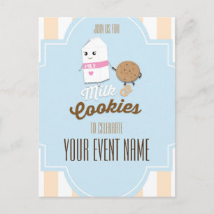 Milk & Cookies Vintage Feest Event Aanslagkaart Uitnodiging Briefkaart