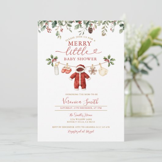 Milk Diaper Clothesline Merry Little Baby Shower Kaart (Staand voorkant)