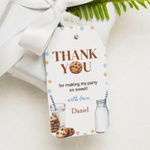 Milk en Cookie Boy Dank je Label Verjaardagsfeestj