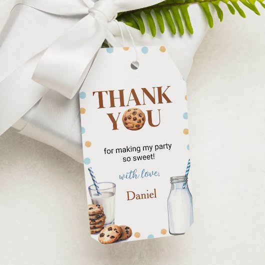 Milk en Cookie Boy Dank je Label Verjaardagsfeestj Cadeaulabel