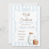 Milk en Cookies Blue Baby shower Invitation Kaart (Voorkant)