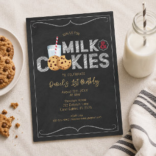 Milk en Koekjes Verjaardagsuitnodiging – Sweet Coo Kaart
