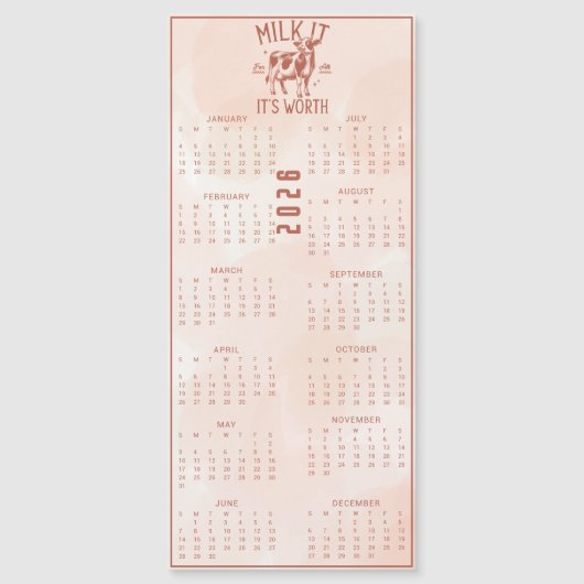 Milk It For All It's Worth 2026 Brown Calendar (Voorkant)