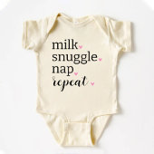 Milk Knuffel Slaap Herhaal Funny Minimalistisch Romper