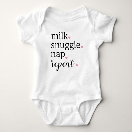 Milk Knuffel Slaap Herhaal Funny Minimalistisch Romper (Voorkant)