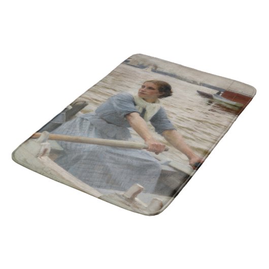 Milk Maid op een roeiboot (door Albert Edelfelt) Badmat (Gekanteld)