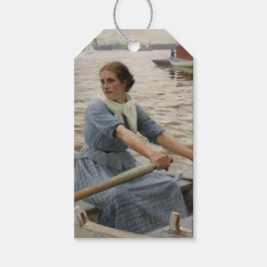 Milk Maid op een roeiboot (door Albert Edelfelt) Cadeaulabel (Voorkant)