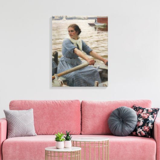 Milk Maid op een roeiboot (door Albert Edelfelt) Canvas Afdruk (Insitu (Woonkamer))