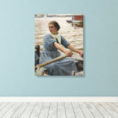 Milk Maid op een roeiboot (door Albert Edelfelt) Canvas Afdruk (Insitu (Houten vloer))
