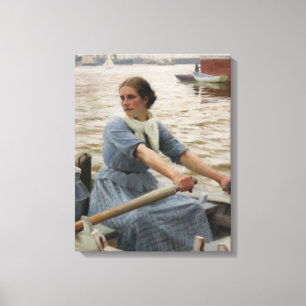 Milk Maid op een roeiboot (door Albert Edelfelt) Canvas Afdruk