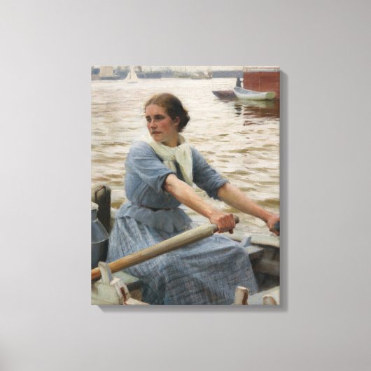 Milk Maid op een roeiboot (door Albert Edelfelt) Canvas Afdruk (Voorkant)