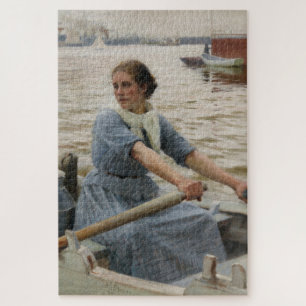 Milk Maid op een roeiboot (door Albert Edelfelt) Legpuzzel