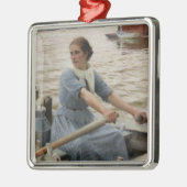 Milk Maid op een roeiboot (door Albert Edelfelt) Metalen Ornament (Links)