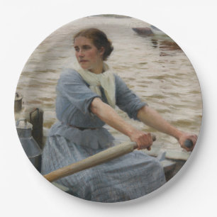 Milk Maid op een roeiboot (door Albert Edelfelt) Papieren Bordje