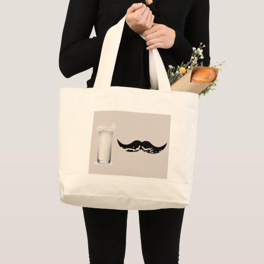 Milk Mustache Creme Grote Tote Bag (Voorkant (product))