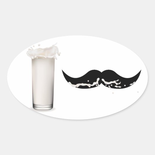 Milk Mustache Ovale Sticker (Voorkant)