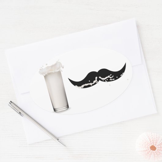 Milk Mustache Ovale Sticker (Envelop)