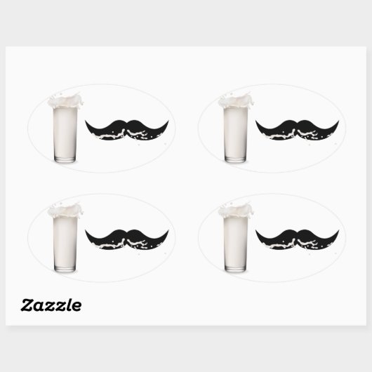 Milk Mustache Ovale Sticker (Vel)