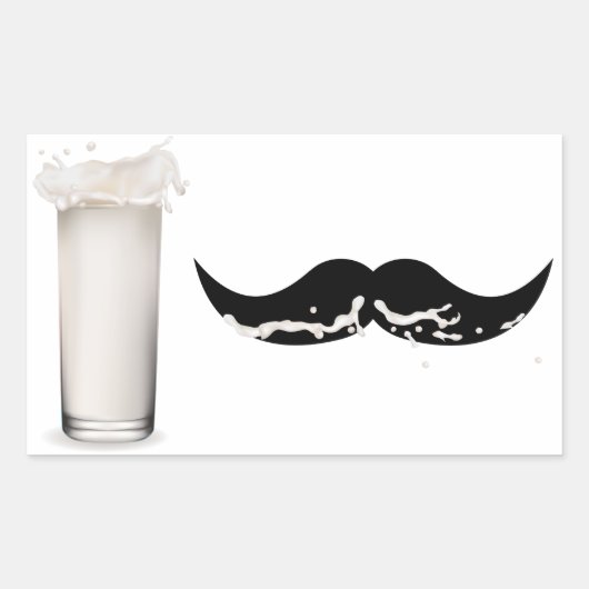 Milk Mustache Rechthoekige Sticker (Voorkant)