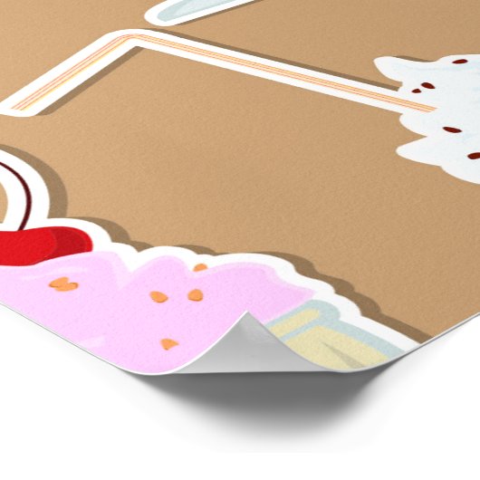 Milk Shake Fun Design op Tan Poster (Hoek)