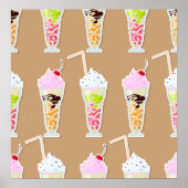 Milk Shake Fun Design op Tan Poster (Voorkant)
