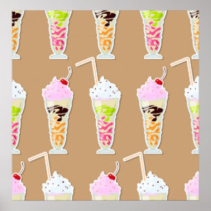 Milk Shake Fun Design op Tan Poster